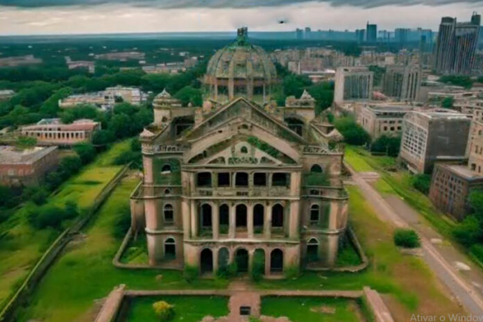 O cenário de filme apocalítico é uma descrição do Teatro Amazonas e seu entorno caso Manaus fosse uma cidade abandonada.
