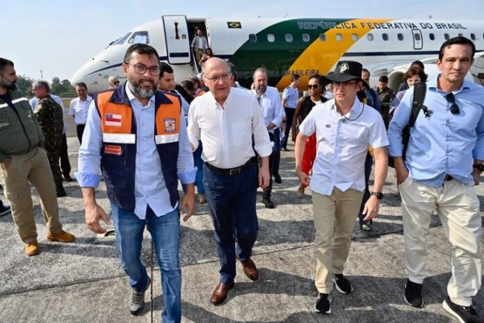 O governador Wilson Lima e o prefeito de Manaus David Almeida se reuniram com o vice-presidente da República Alckmin, em Brasília para falar da crise hidrica.