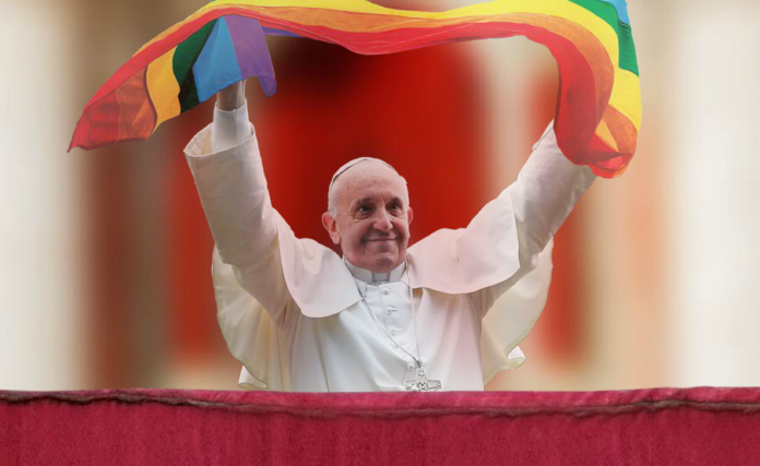 Papa Francisco com bandeira LGBT.