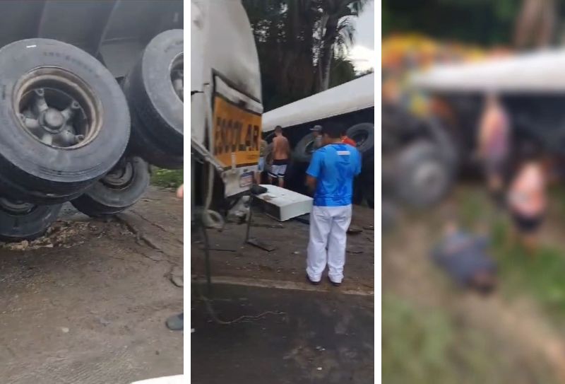 Grave acidente com três veículos pesados deixa feridos na BR-174