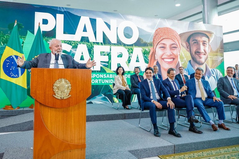 Lula durante evento de anúncio do novo Plano Safra.