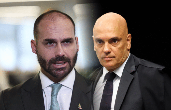 Moraes vota para tornar Eduardo Bolsonaro réu por coação. Acusação envolve articulação de sanções dos EUA contra autoridades. Veja o status do julgamento no STF.