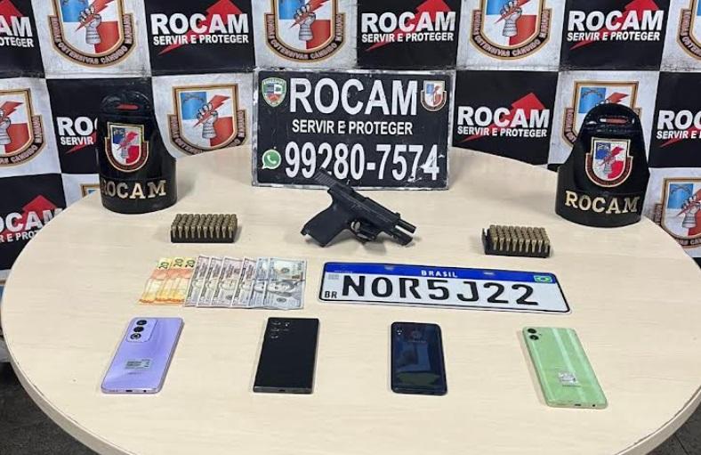 Denúncia de agiotagem em Manaus leva Rocam a prender trio de estrangeiros no Parque 10. Polícia apreendeu pistola .40 e 95 munições usadas em ameaças.