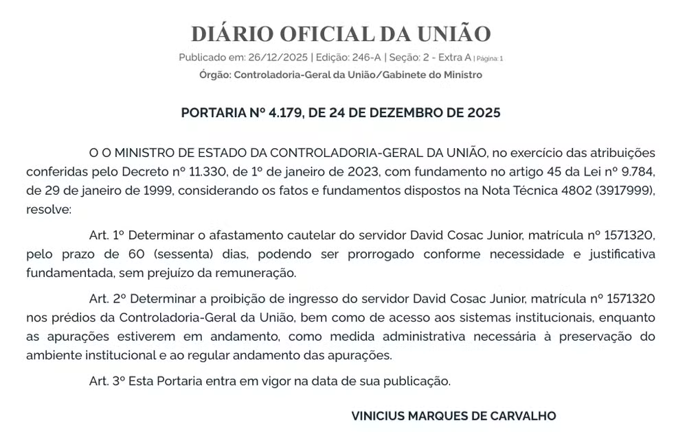 Servidor da CGU é indiciado e afastado após agredir ex e filho de 4 anos no DF. Laudos confirmam lesões e ministro repudia ato.