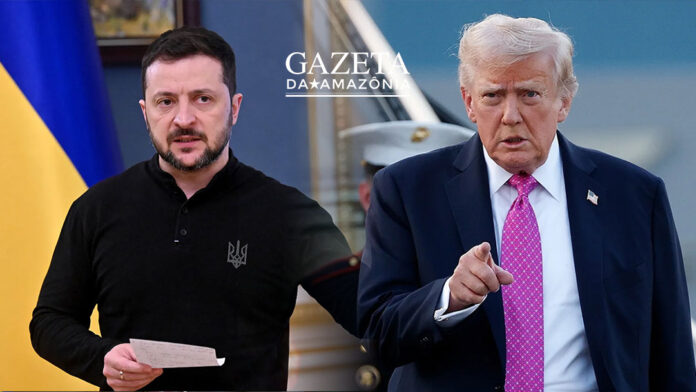 O novo plano de paz será debatido por Zelensky e Trump. Proposta prevê congelamento do front mas mantém impasse sobre Donbass e OTAN.