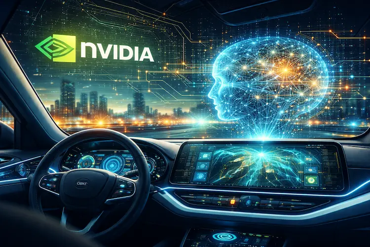 A Nvidia apresentou na CES nova IA para carros autônomos e robôs.