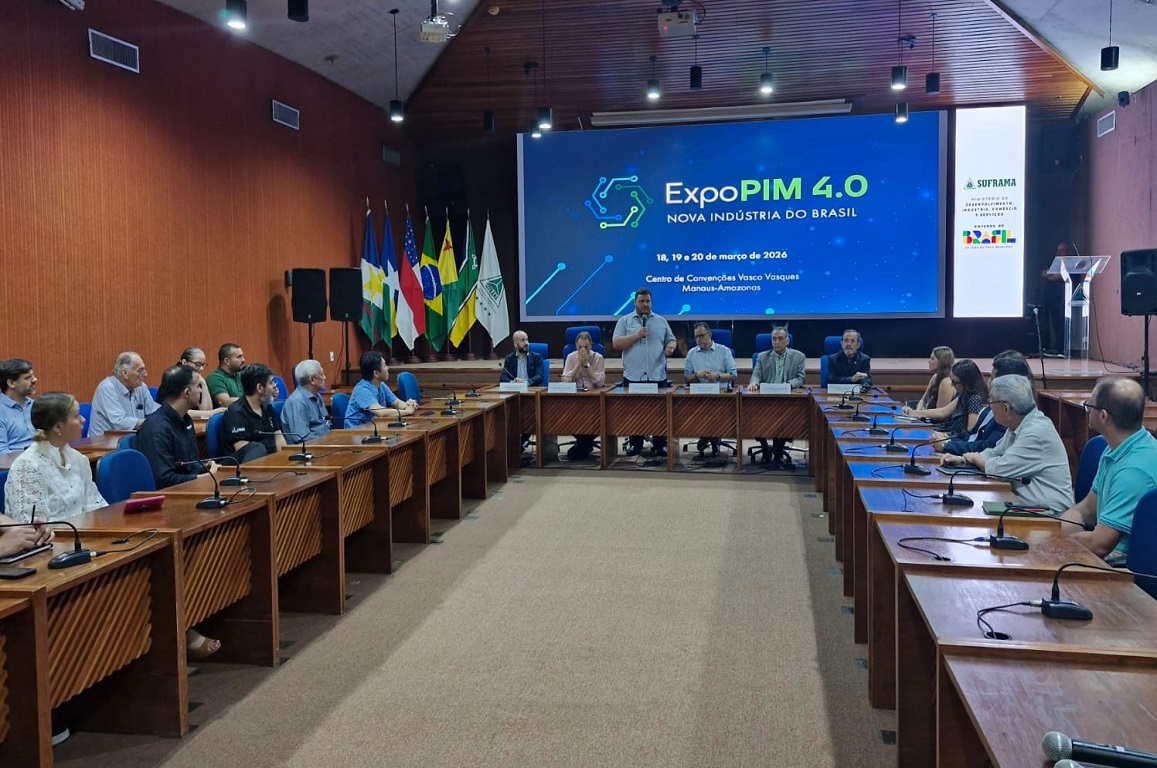 A ExpoPIM 4.0 foi apresentada na Suframa como vitrine da nova indústria do Brasil. O evento em Manaus busca atrair negócios e promover o Polo Industrial.