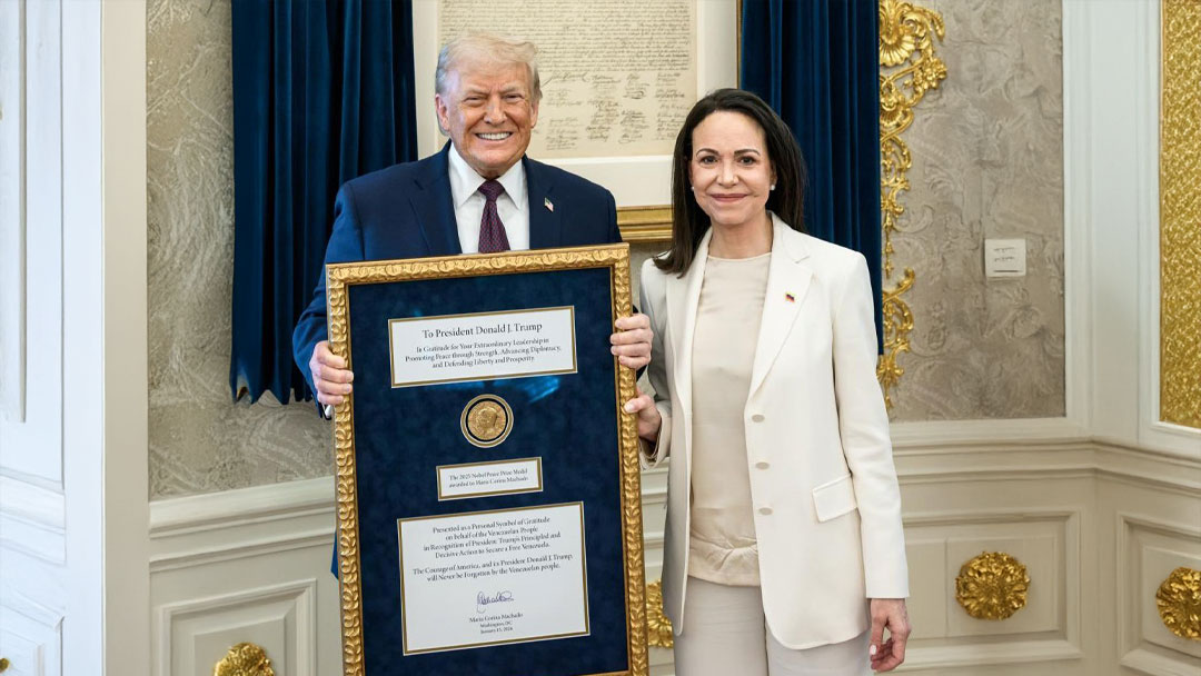 Trump aceita a medalha do Nobel da Paz de María Corina.