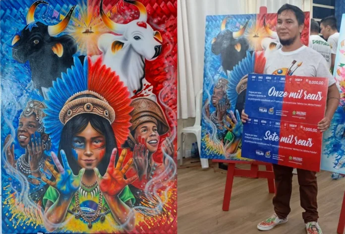 Festival de Parintins 2026 terá nova identidade visual com obra vencedora do concurso Tela Campeã no Bumbódromo.