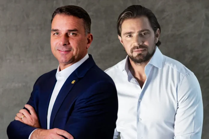 Flávio Bolsonaro teria negociado R$ 134 milhões com Daniel Vorcaro para financiar o filme Dark Horse sobre Jair Bolsonaro, diz Intercept.