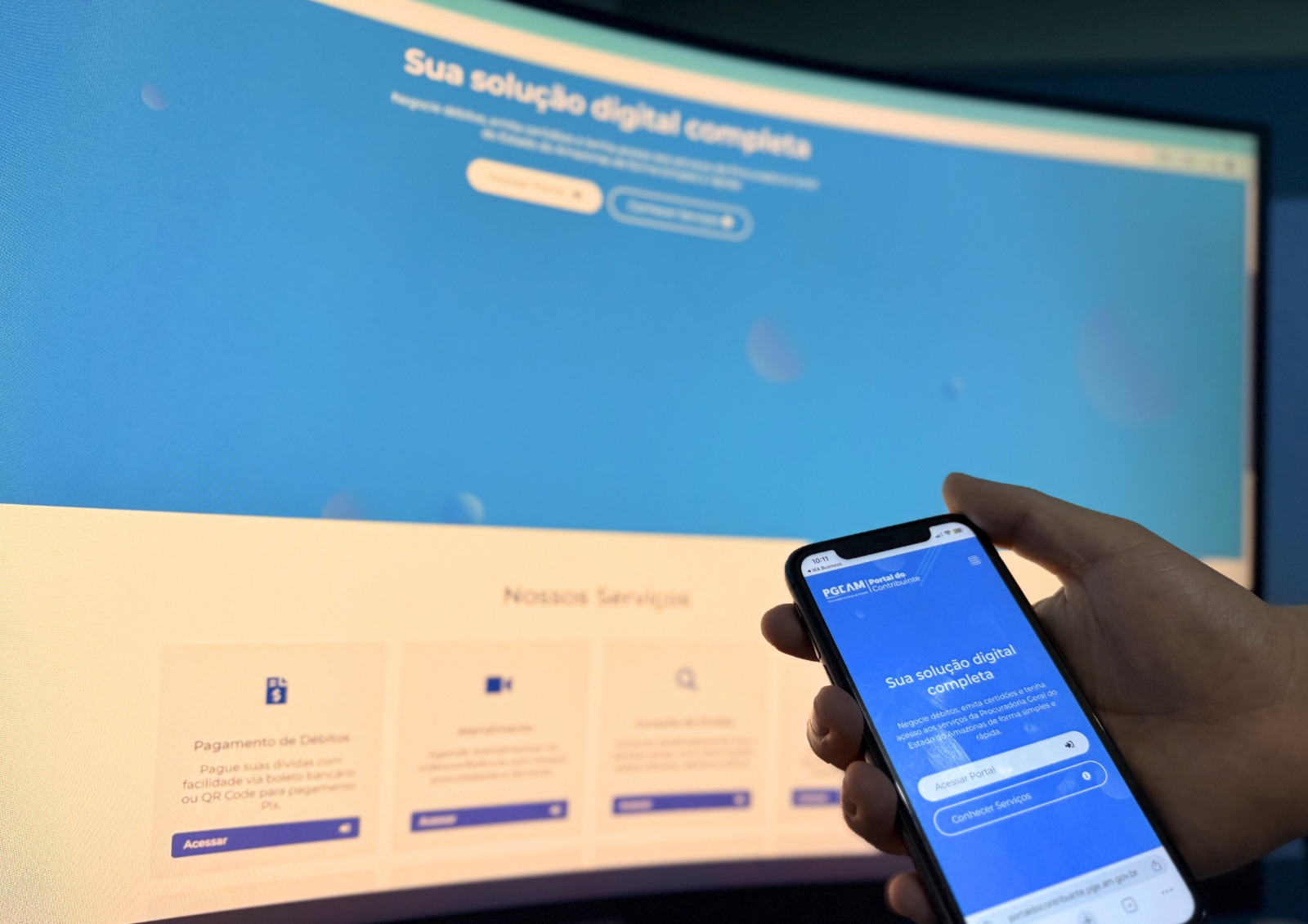 Portal do Contribuinte da PGE-AM reúne serviços fiscais, consulta de débitos e emissão de documentos em plataforma digital.