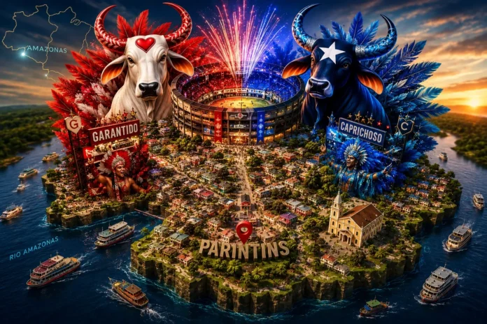 Descubra como a ilha de Parintins se prepara para o festival com segurança reforçada, alta na hotelaria e as alegorias de Caprichoso e Garantido.