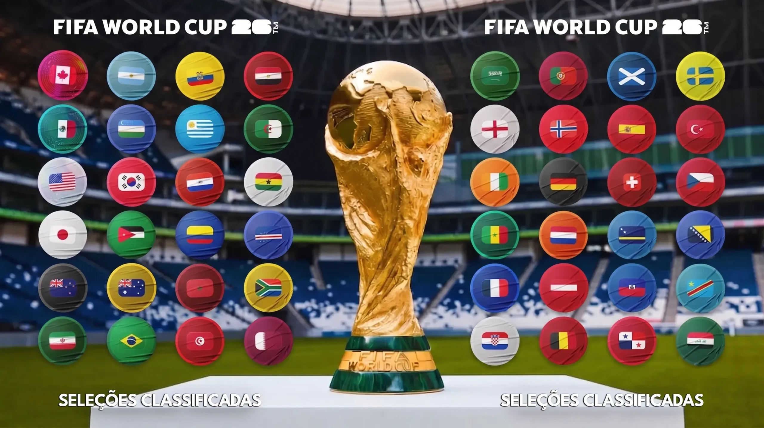 Acesse as datas e locais da Copa do Mundo 2026. Confira a tabela completa do torneio com 104 jogos disputados no Canadá, México e Estados Unidos.