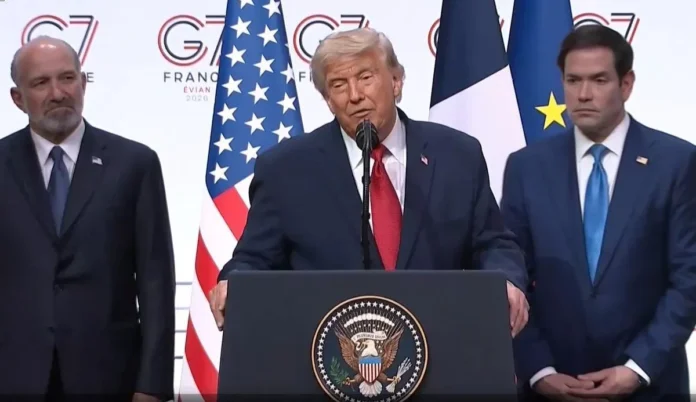 Em coletiva no G7, Donald Trump critica cenário político brasileiro, confunde filhos de Bolsonaro e faz alertas sobre o posicionamento dos EUA.