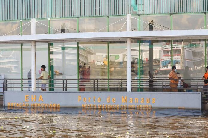 Medição mostra nível do rio Negro abaixo do índice de 2025 em Manaus.