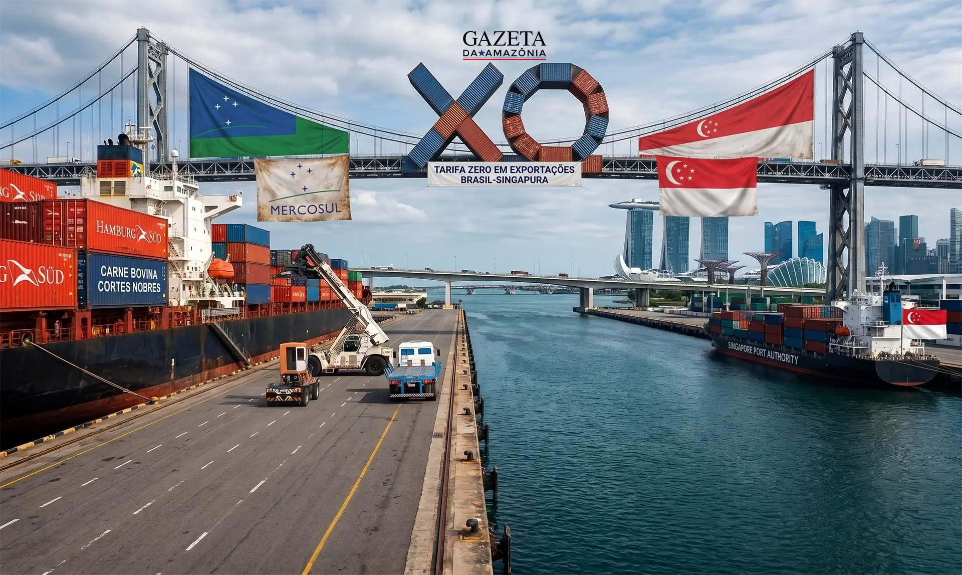 Acordo Mercosul-Singapura garante tarifa zero para exportações brasileiras e estimula comércio bilateral a partir de sábado.