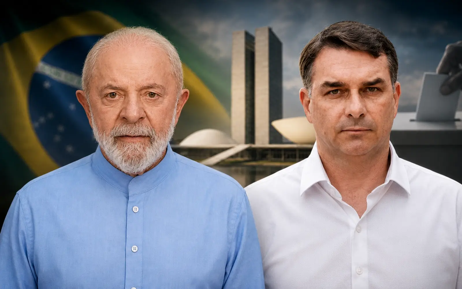 Pesquisa BTG/Nexus aponta empate técnico entre Lula e Flávio Bolsonaro no segundo turno e mostra queda dos dois no primeiro turno.