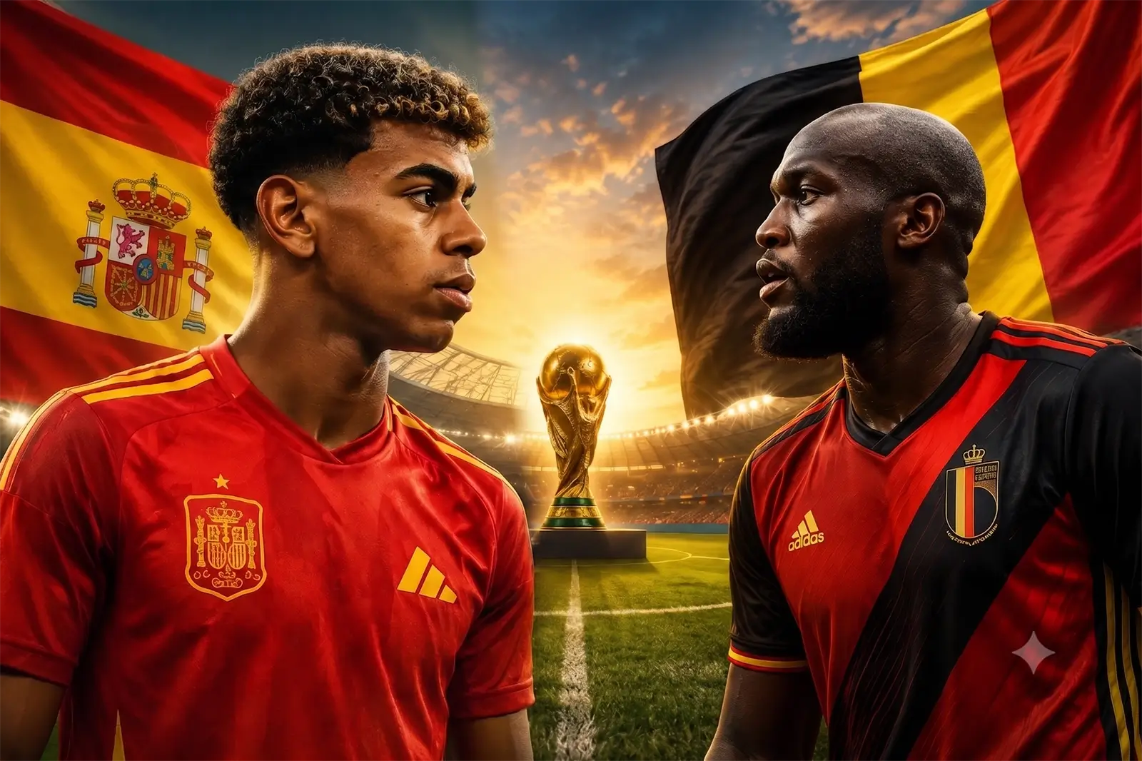 Espanha x Bélgica: veja horário, onde assistir ao vivo, escalações prováveis, arbitragem e tudo sobre as quartas da Copa do Mundo 2026.