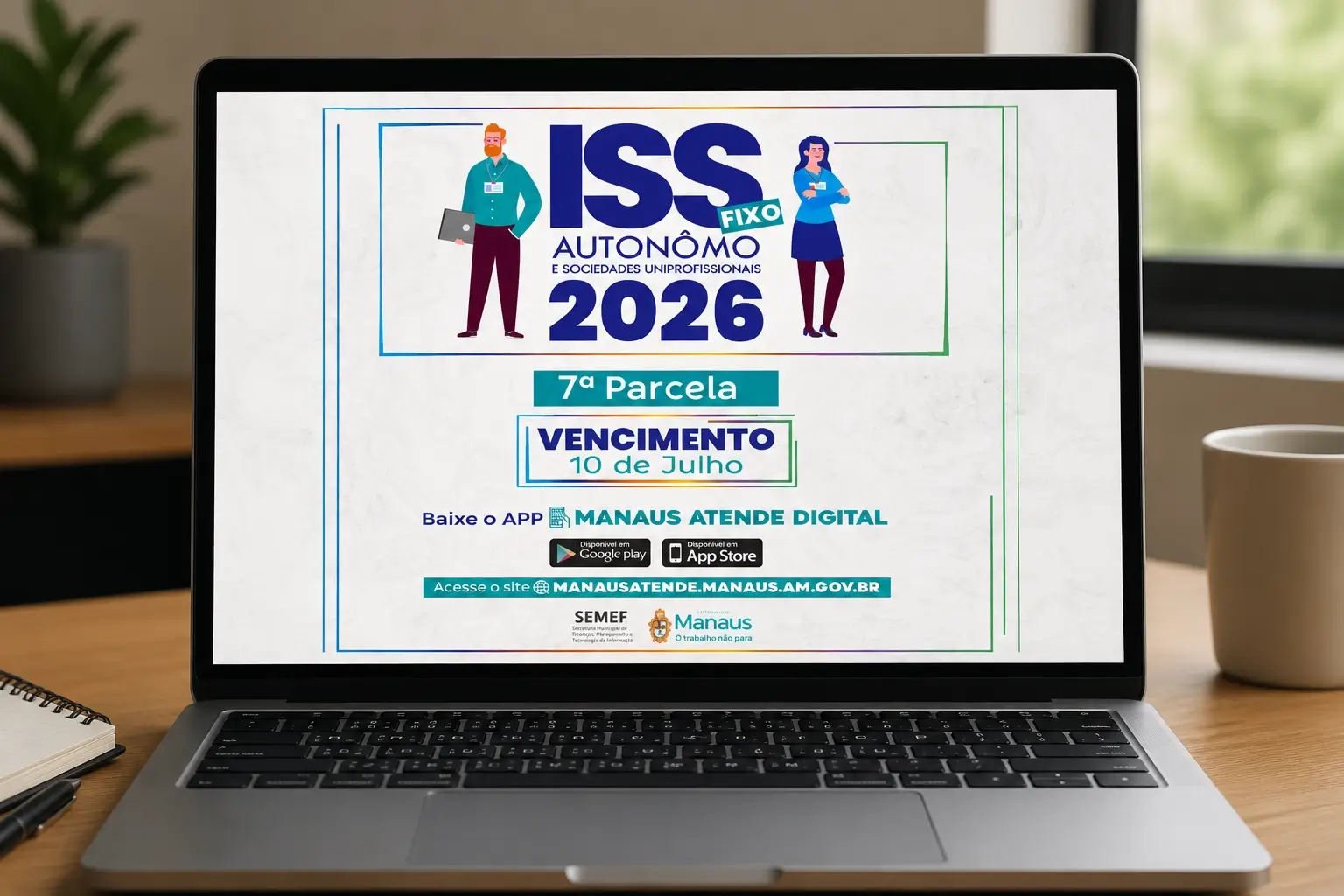 ISS Fixo vence nesta sexta em Manaus. Pagamento pelo aplicativo Manaus Atende garante 2% de desconto dentro do prazo.