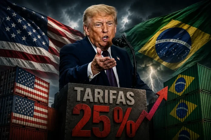 Audiência sobre tarifas nos EUA reúne setor produtivo antes da decisão sobre tarifas de 25% para produtos brasileiros.