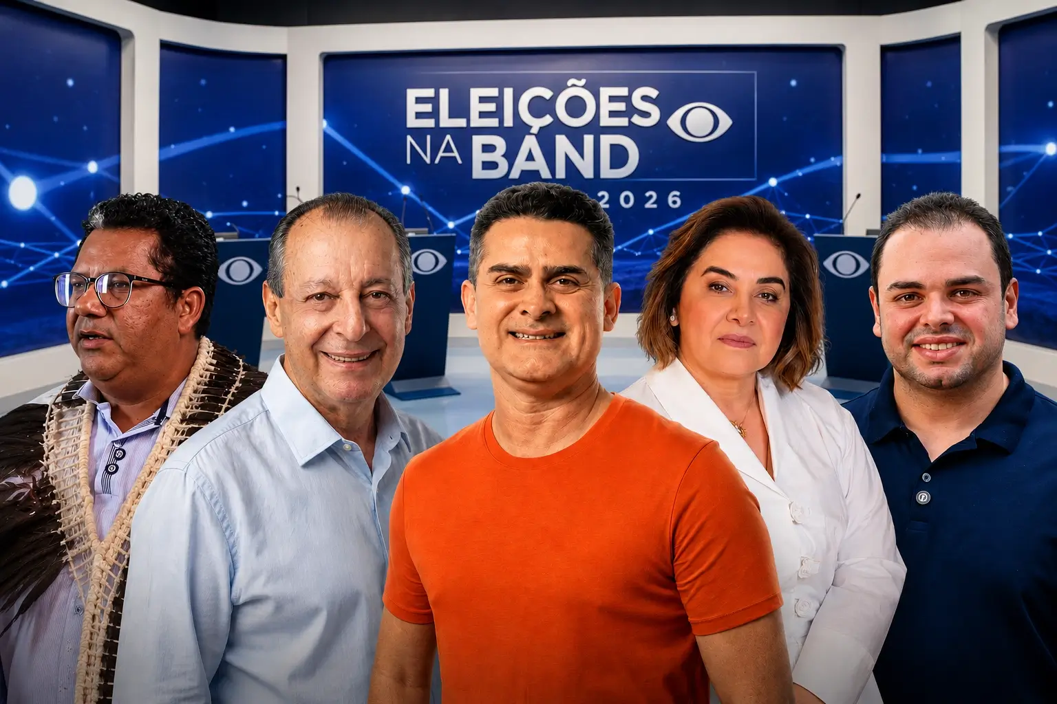 Debate ao Governo do Amazonas reúne cinco candidatos neste domingo (9) na Band Amazonas e abre a fase de confrontos das eleições estaduais de 2026.