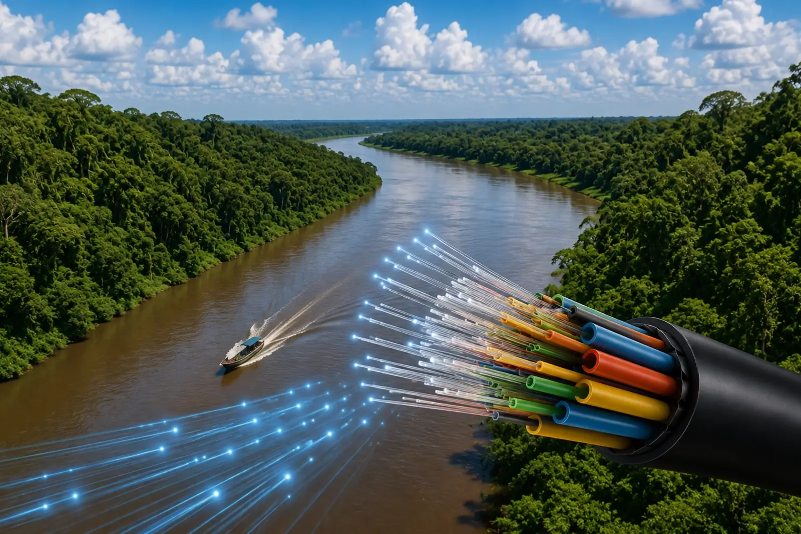 Colômbia cancela projeto de fibra óptica no Rio Putumayo. Obra ligaria a rede brasileira do Norte Conectado e beneficiaria 100 mil lares na Amazônia.