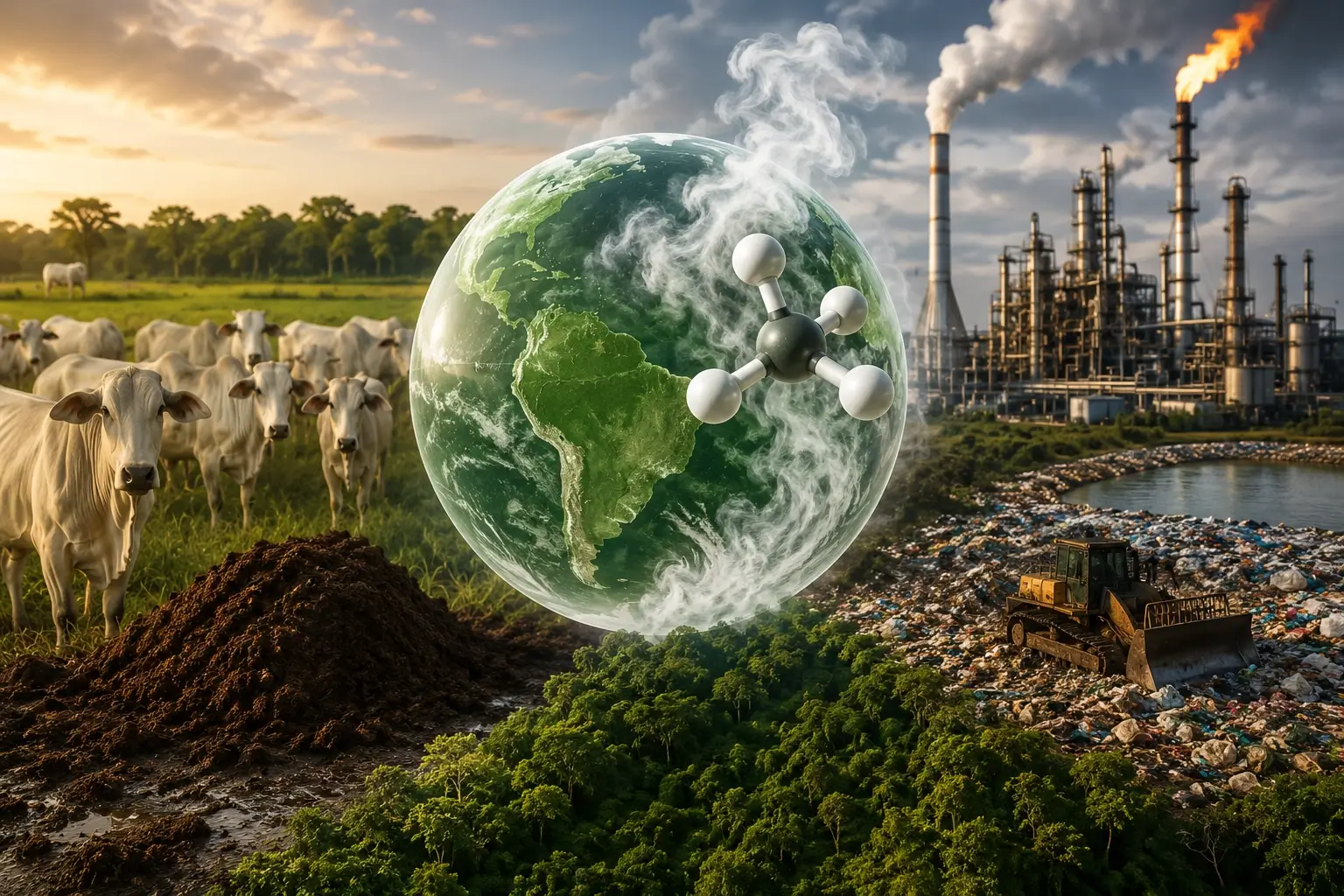 Descubra as 37 soluções para reduzir as emissões de metano no Brasil. Relatório do Observatório do Clima foca em agropecuária, resíduos, terra e energia.
