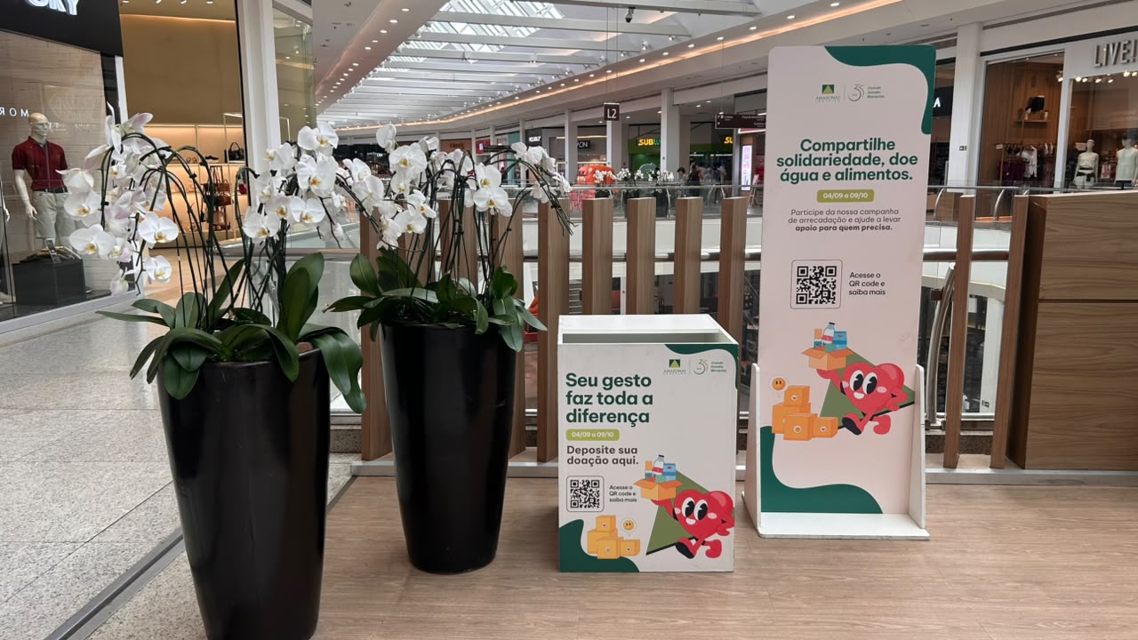 Amazonas Shopping arrecada alimentos e água até 9 de outubro para famílias ribeirinhas afetadas pela estiagem no interior.