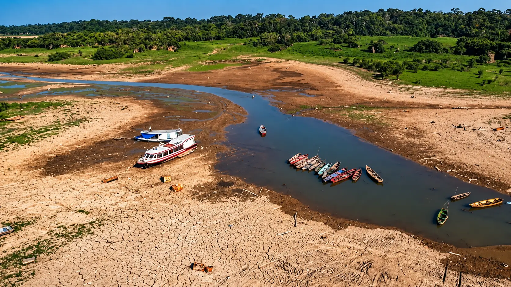El Niño acelera a vazante dos rios na Amazônia e leva empresas a reforçar estoques de diesel para garantir energia no interior do Amazonas.