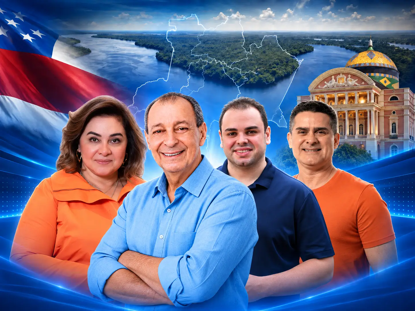 Pesquisa para o Governo do Amazonas aponta empate técnico entre Omar Aziz e Roberto Cidade, com 25,80% e 24,36%, respectivamente.
