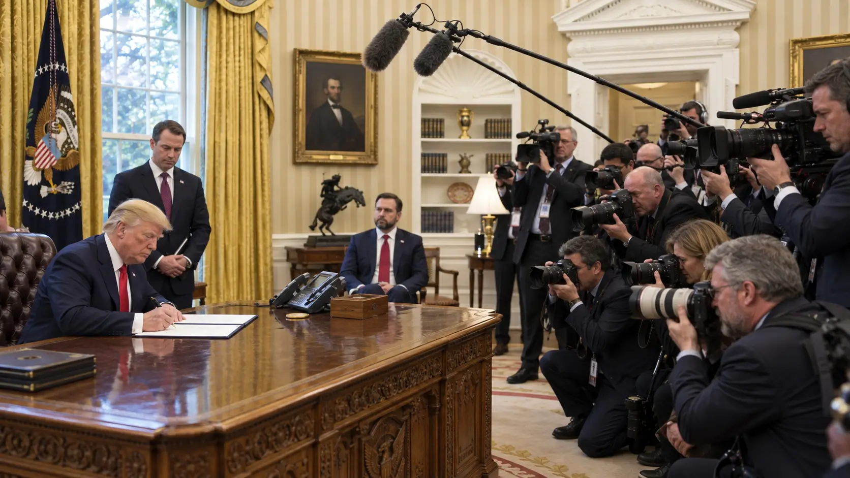 Emissoras dos EUA suspendem cobertura conjunta de Trump após veto a jornalistas da CNN, MS NOW e Politico na Casa Branca.