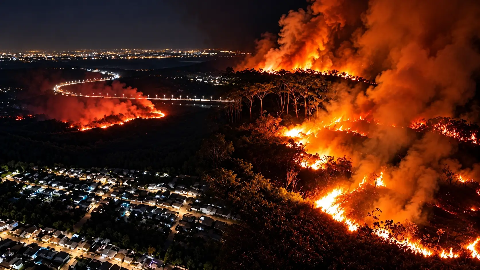 Incêndio em Cacau Pirêra mobiliza bombeiros há mais de 24 horas e danifica redes de energia e internet no distrito de Iranduba.