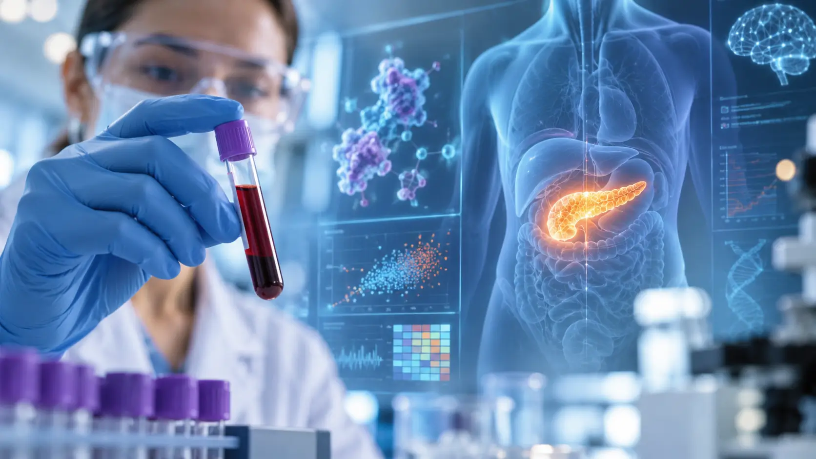 Exame de sangue Panxeon detectou câncer de pâncreas inicial em 87% dos casos avaliados em estudo publicado na Nature Medicine.