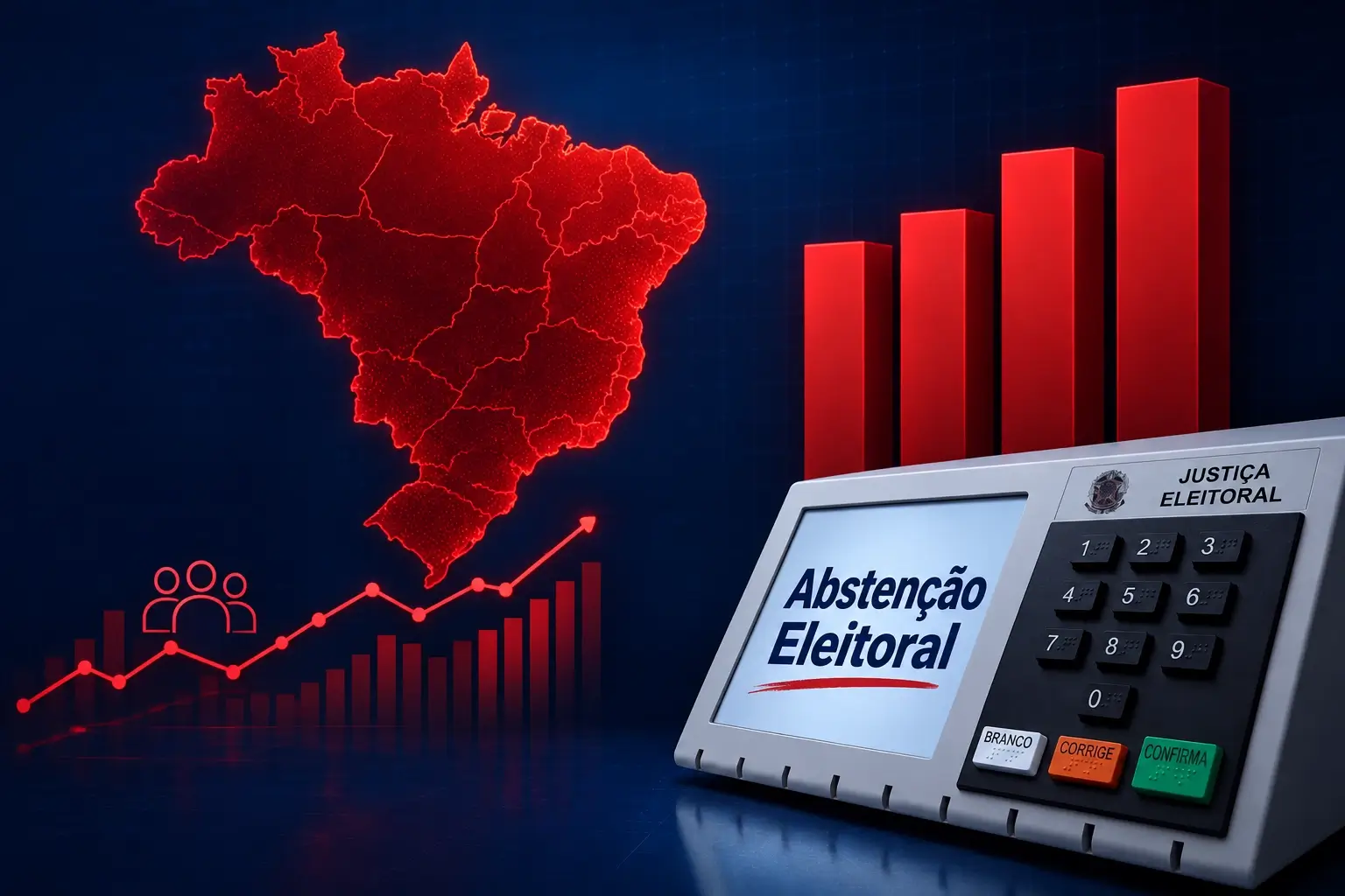 Abstenção eleitoral chegou a 21% no primeiro turno das Eleições 2026, maior índice desde 1998. Cerca de 33,4 milhões não votaram.