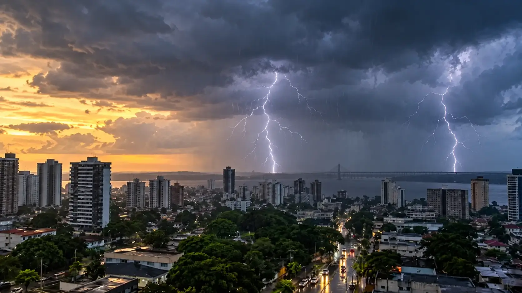 Chuva e trovoadas devem atingir o Amazonas no fim de semana das eleições, segundo o Inmet. Manaus pode chegar a 36°C.