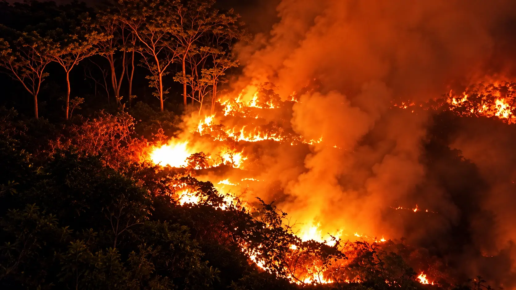 Incêndio em Iranduba, na região do Cacau Pirêra, tem área de influência de 453,43 hectares e espalha fumaça em direção a Manaus.