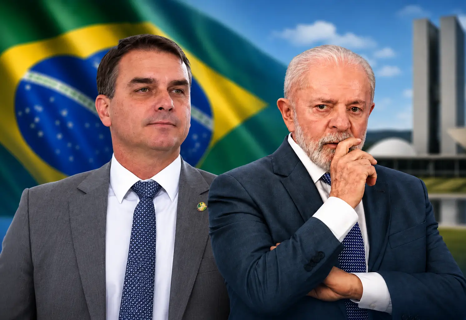 Pesquisa Quaest aponta empate técnico entre Lula e Flávio Bolsonaro, com 45% e 44% das intenções de voto, respectivamente, antes do segundo turno.