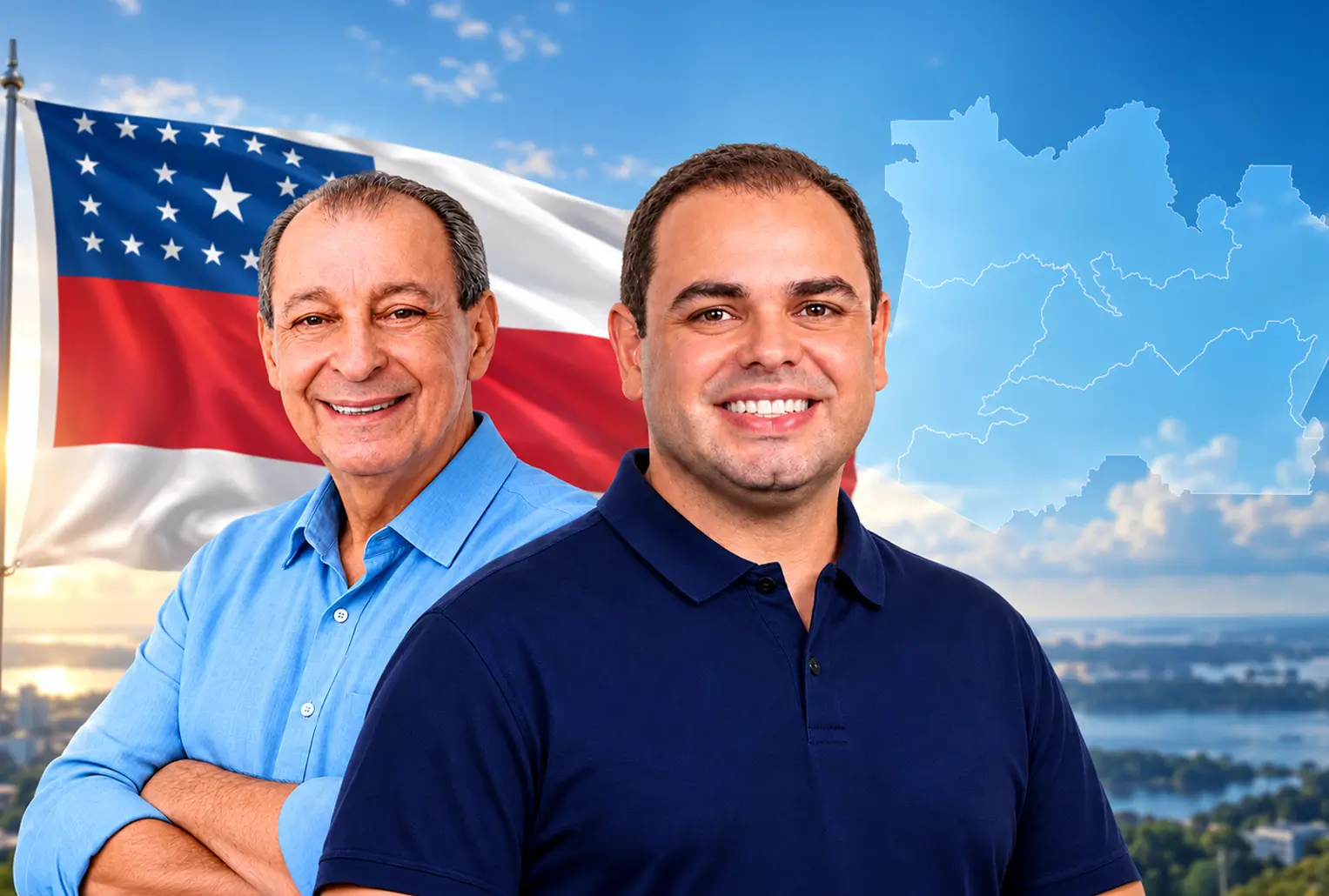Pesquisa Real Time Big Data mostra Roberto Cidade com 45% contra Omar Aziz e Maria do Carmo e 50% contra David Almeida no Amazonas.