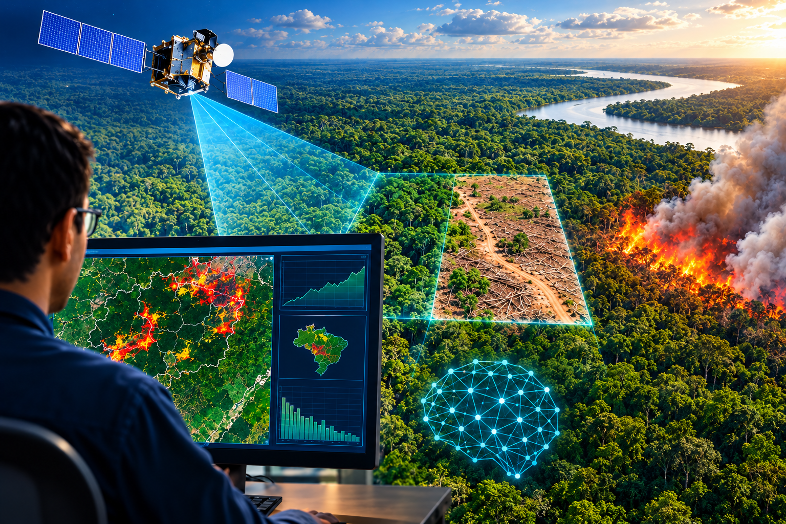 Fundo Amazônia investe R$ 147,6 milhões em IA para monitorar o desmatamento, mapear queimadas e antecipar riscos ambientais no Brasil.