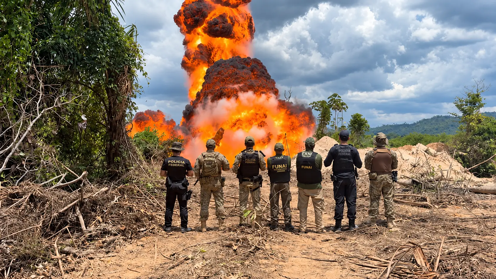 PF e Funai combatem garimpo ilegal na Terra Indígena Kayapó,, destroem equipamentos de extração de ouro e resgatam trabalhador ferido.